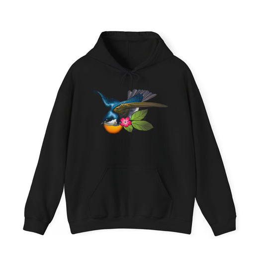 Hummingbird & Orange Blossom Hoodie — Floral Bird Nature Sweatshirt