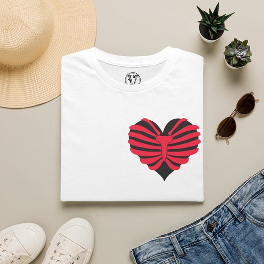 Red & Black Striped Heart T-Shirt — Cute Heart Graphic Tee