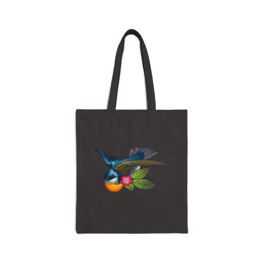 Hummingbird Floral Canvas Tote Bag — Eco-Friendly Cotton Shopper