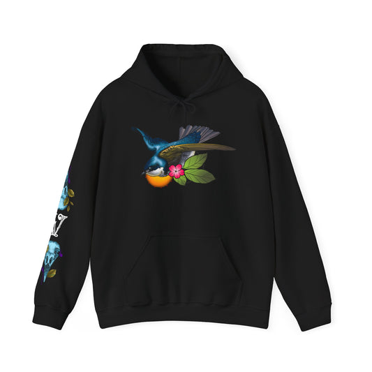 Swallow & Blossom Hoodie – Blue Bird Floral Graphic Sweatshirt