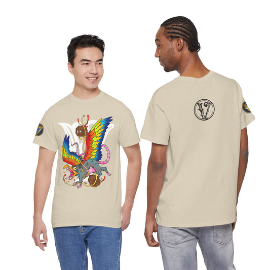 Graphic Tee — Colorful Mythical Bird & Rose Streetwear T-Shirt