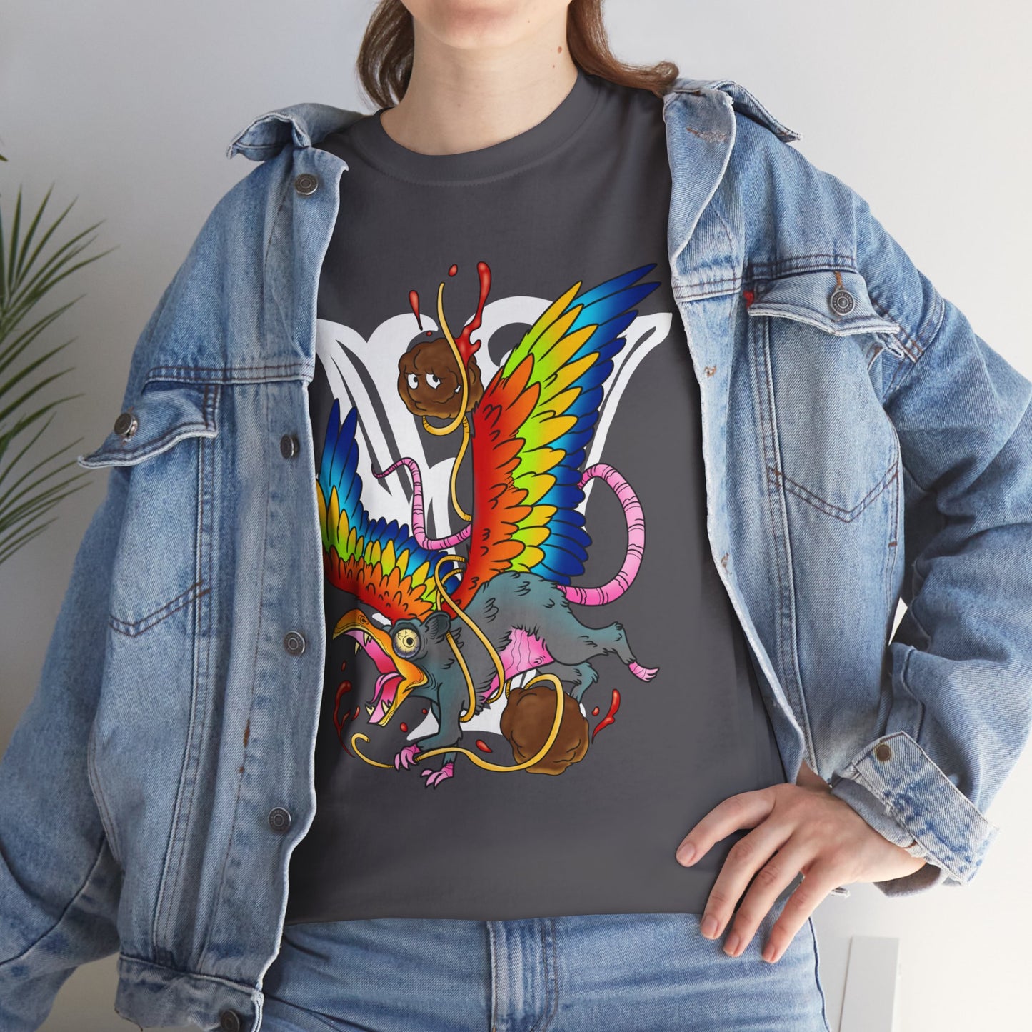 Graphic Tee — Colorful Mythical Bird & Rose Streetwear T-Shirt