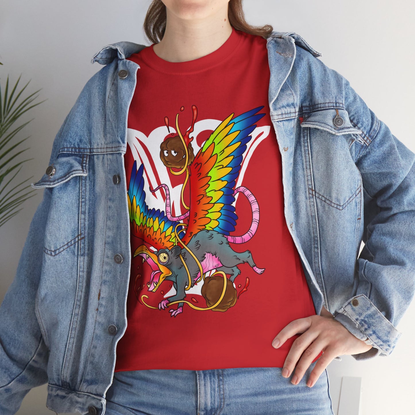 Graphic Tee — Colorful Mythical Bird & Rose Streetwear T-Shirt