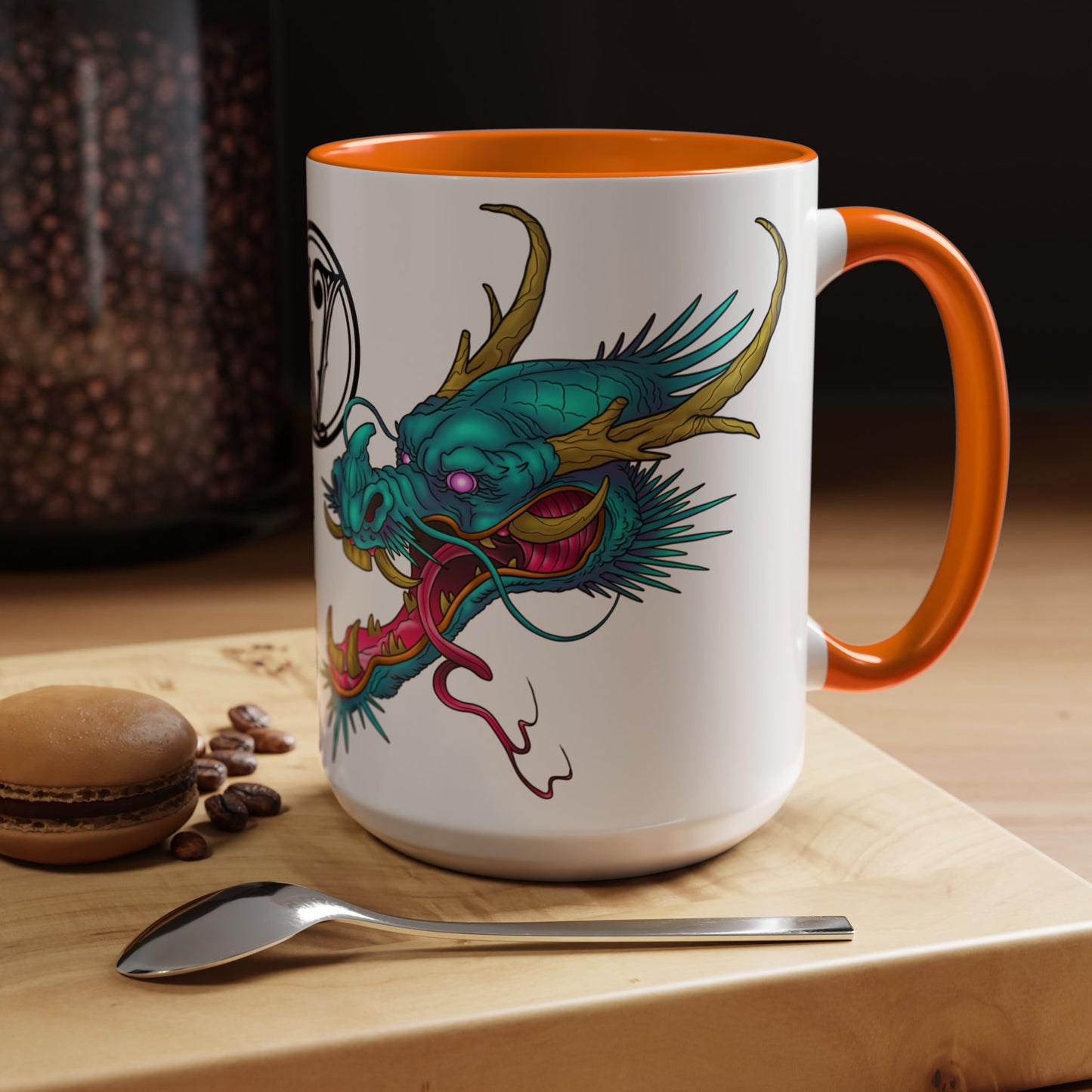 Dragon Crest Accent Coffee Mug — Vibrant Mythical Tea & Coffee Cup