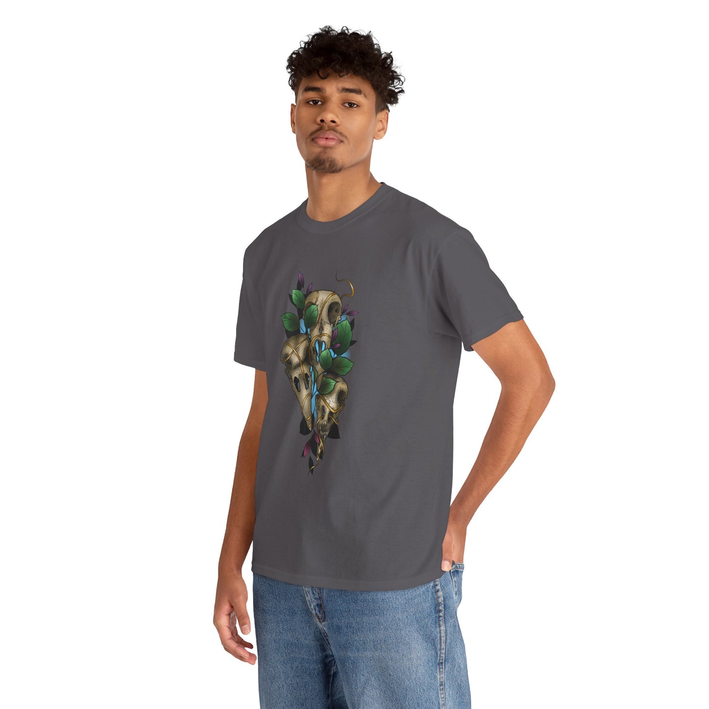 Skull & Vines Graphic Tee — Botanical Skull Art T-Shirt