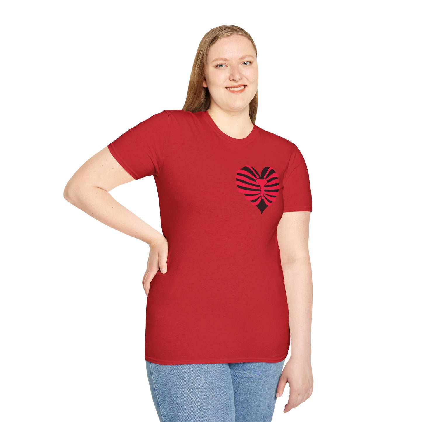 Red & Black Striped Heart T-Shirt — Cute Heart Graphic Tee