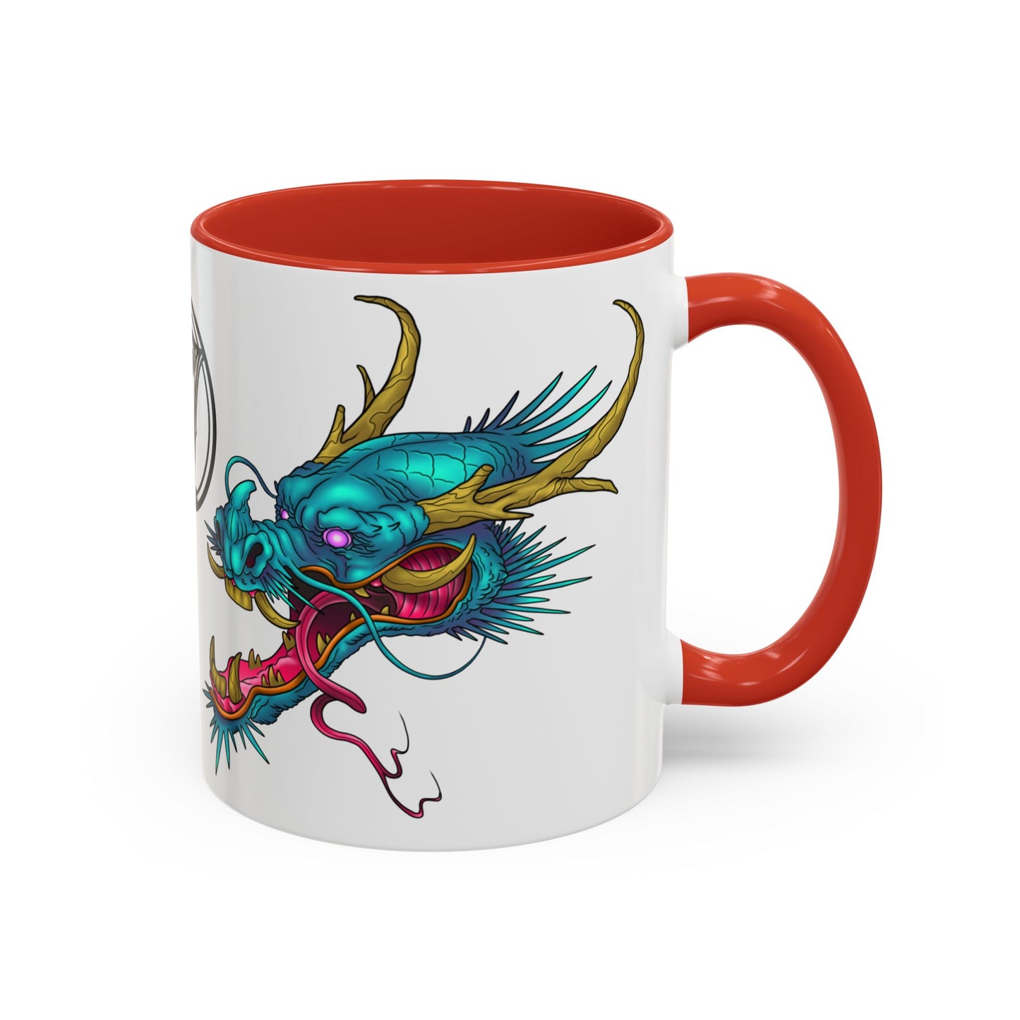 Dragon Crest Accent Coffee Mug — Vibrant Mythical Tea & Coffee Cup