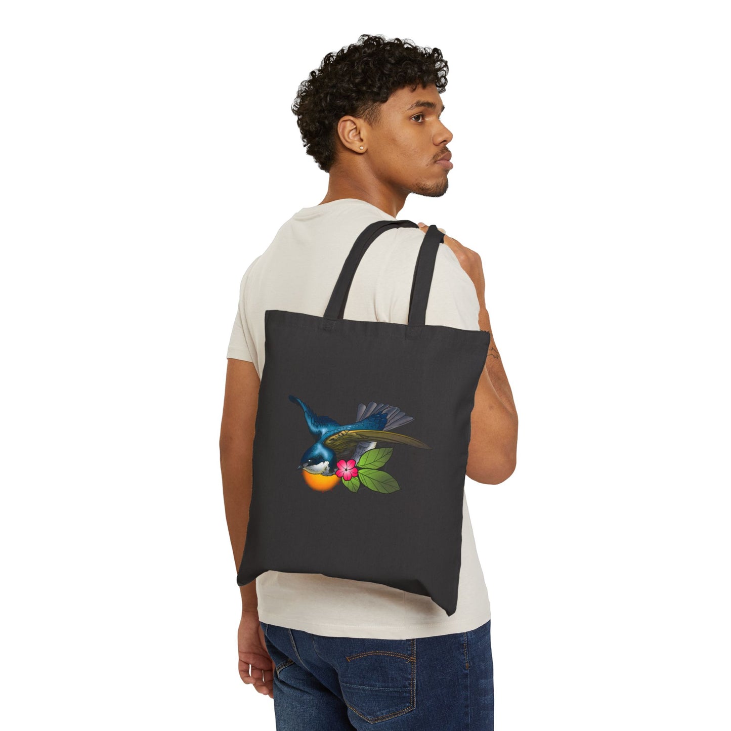 Hummingbird Floral Canvas Tote Bag — Eco-Friendly Cotton Shopper