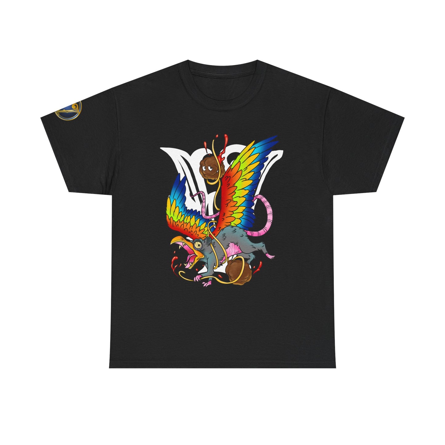 Graphic Tee — Colorful Mythical Bird & Rose Streetwear T-Shirt