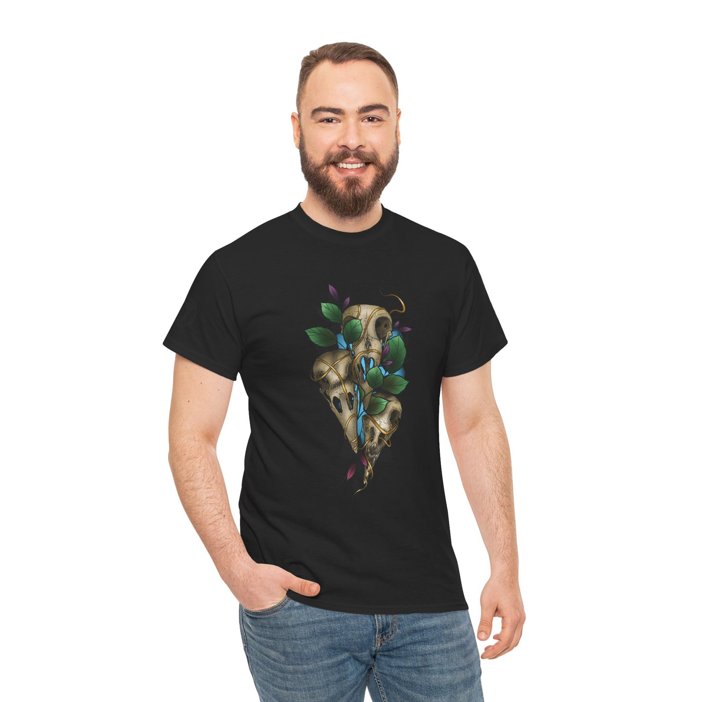 Skull & Vines Graphic Tee — Botanical Skull Art T-Shirt