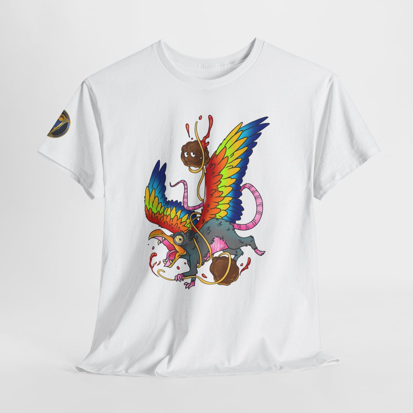 Graphic Tee — Colorful Mythical Bird & Rose Streetwear T-Shirt