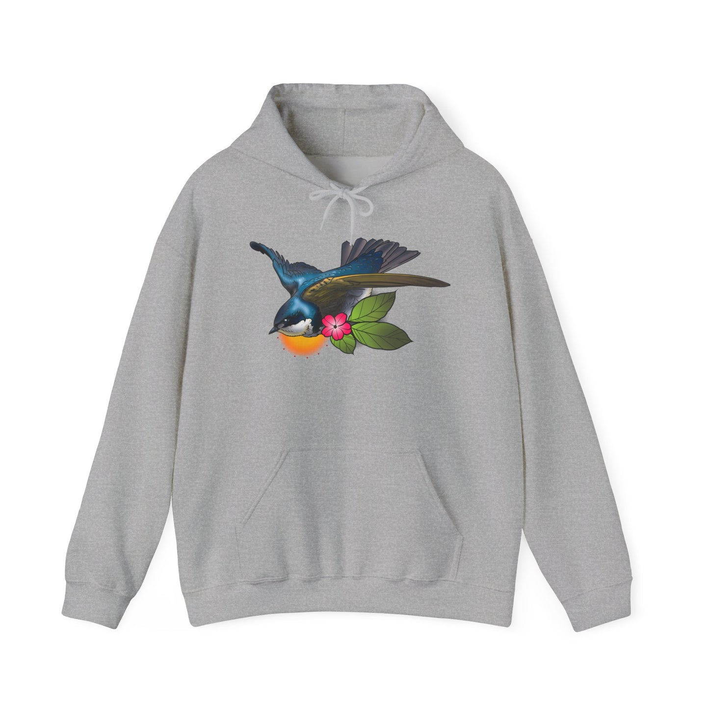 Hummingbird & Orange Blossom Hoodie — Floral Bird Nature Sweatshirt