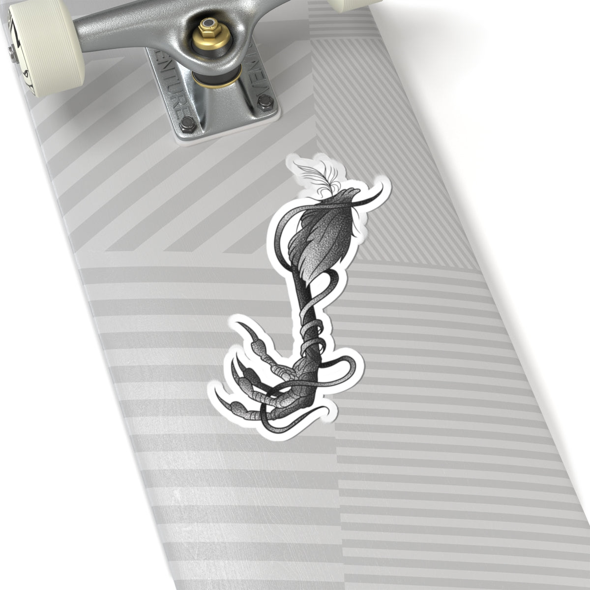 Gothic Claw & Feather Kiss-Cut Sticker — Dark Botanical Laptop Decal