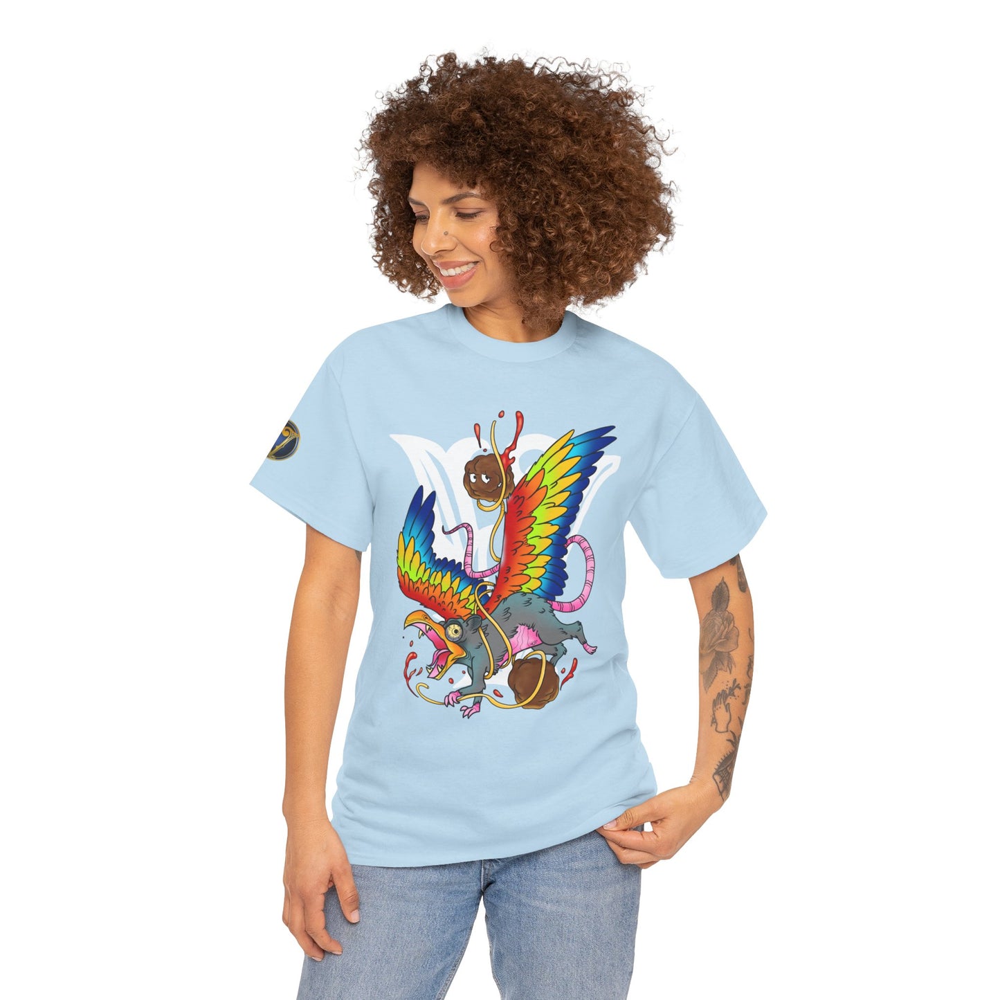 Graphic Tee — Colorful Mythical Bird & Rose Streetwear T-Shirt