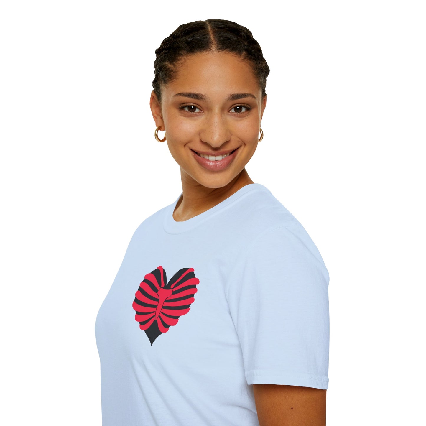 Red & Black Striped Heart T-Shirt — Cute Heart Graphic Tee