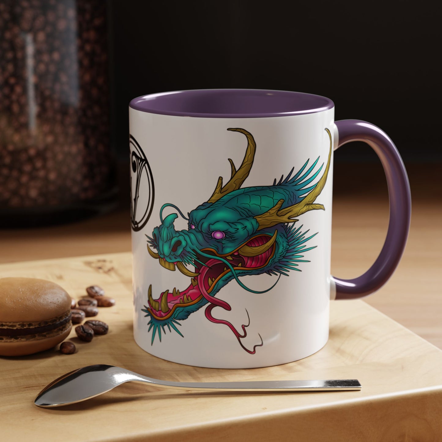 Dragon Crest Accent Coffee Mug — Vibrant Mythical Tea & Coffee Cup