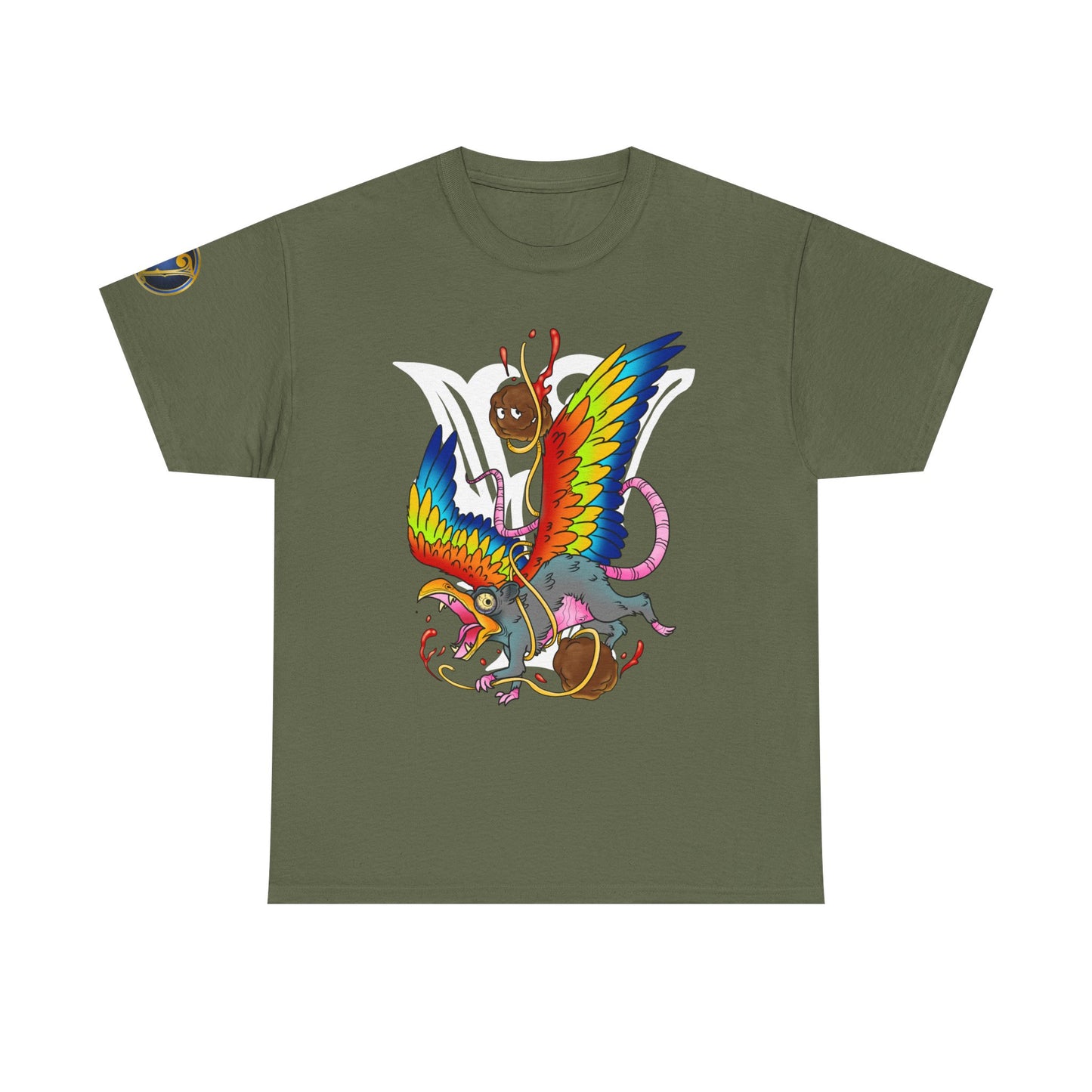 Graphic Tee — Colorful Mythical Bird & Rose Streetwear T-Shirt