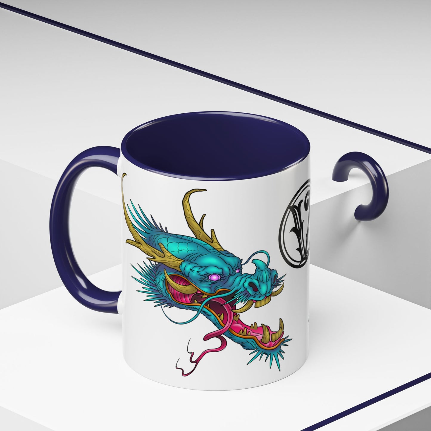 Dragon Crest Accent Coffee Mug — Vibrant Mythical Tea & Coffee Cup