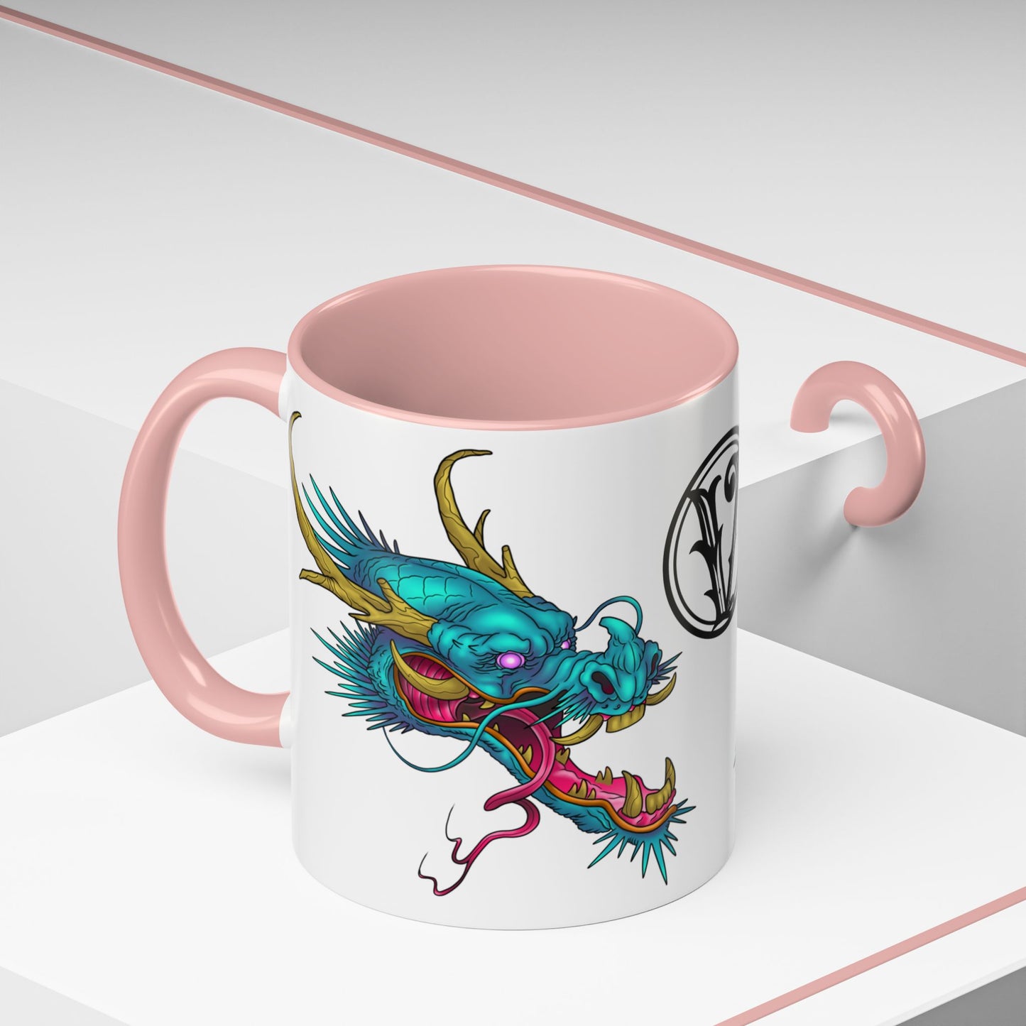 Dragon Crest Accent Coffee Mug — Vibrant Mythical Tea & Coffee Cup