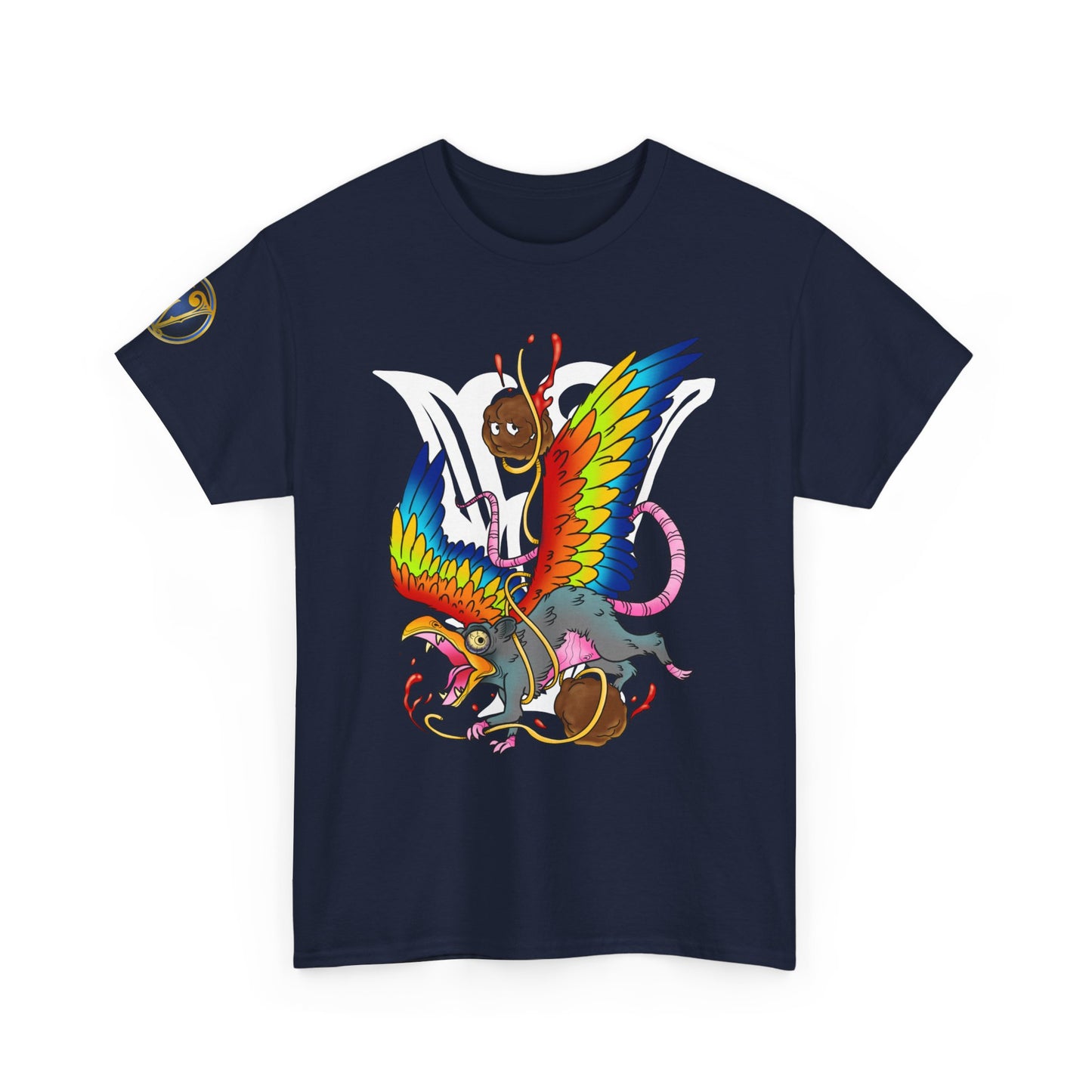 Graphic Tee — Colorful Mythical Bird & Rose Streetwear T-Shirt