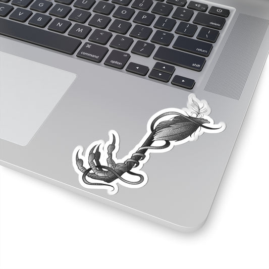 Gothic Claw & Feather Kiss-Cut Sticker — Dark Botanical Laptop Decal