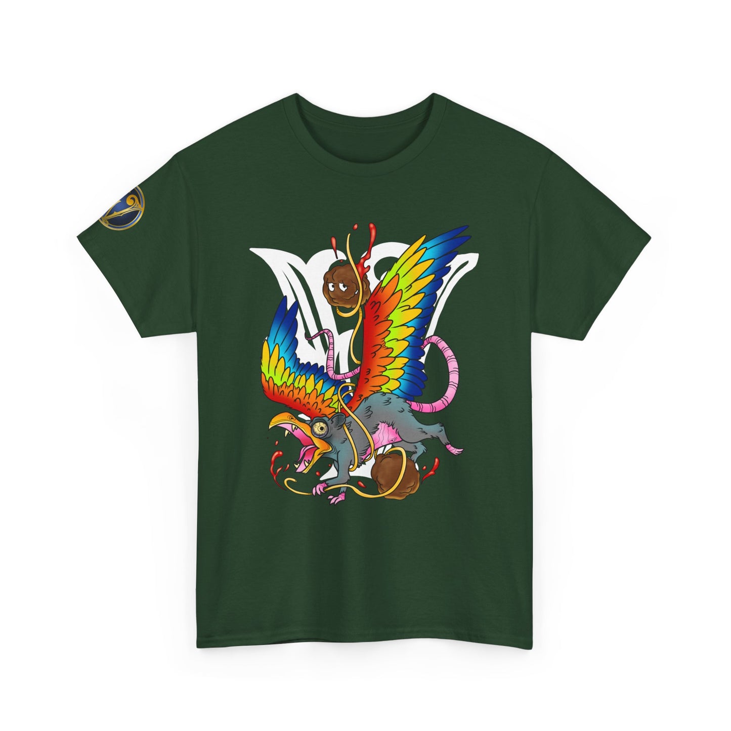 Graphic Tee — Colorful Mythical Bird & Rose Streetwear T-Shirt