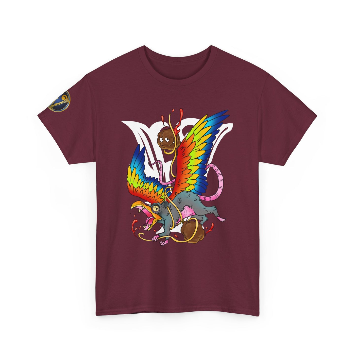 Graphic Tee — Colorful Mythical Bird & Rose Streetwear T-Shirt