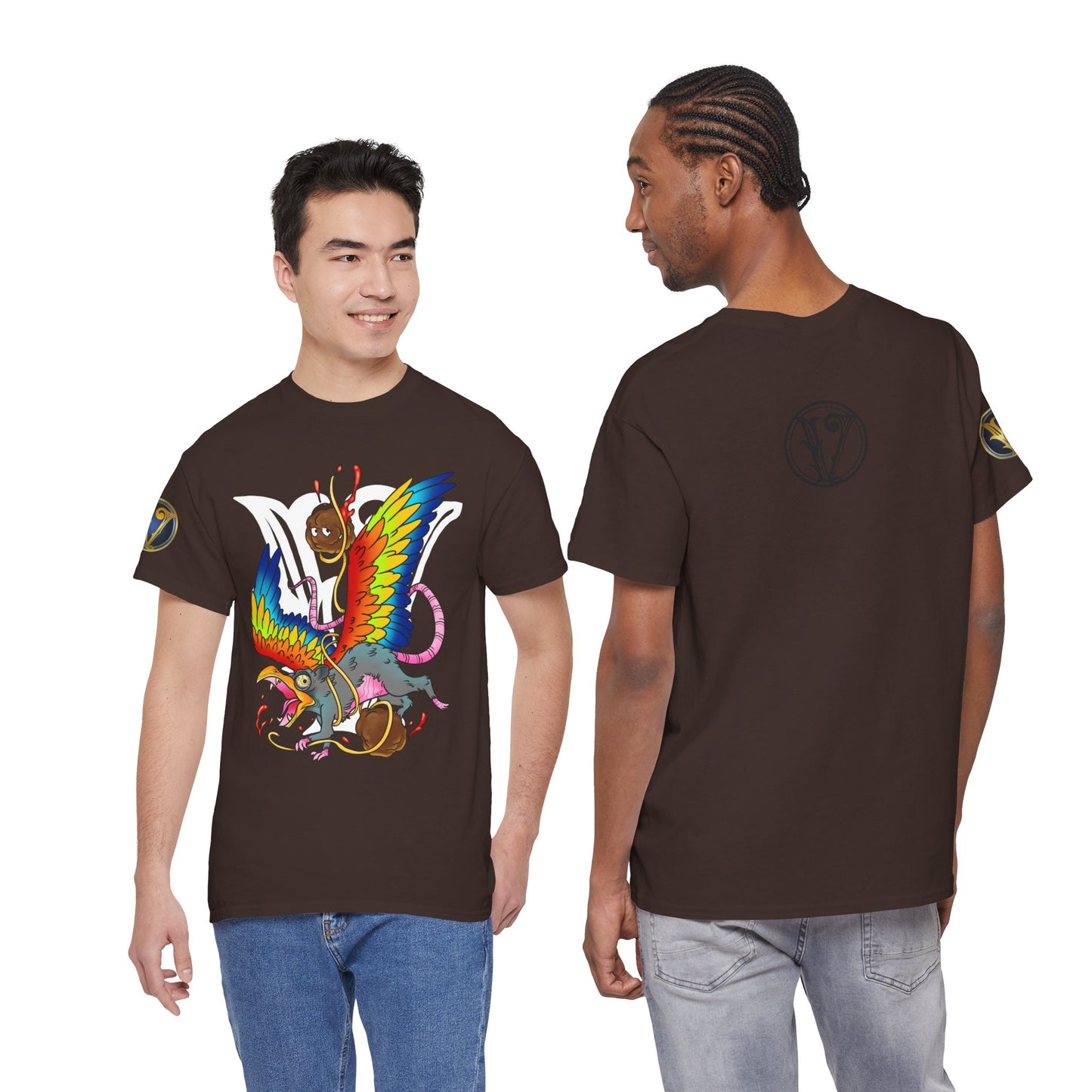 Graphic Tee — Colorful Mythical Bird & Rose Streetwear T-Shirt