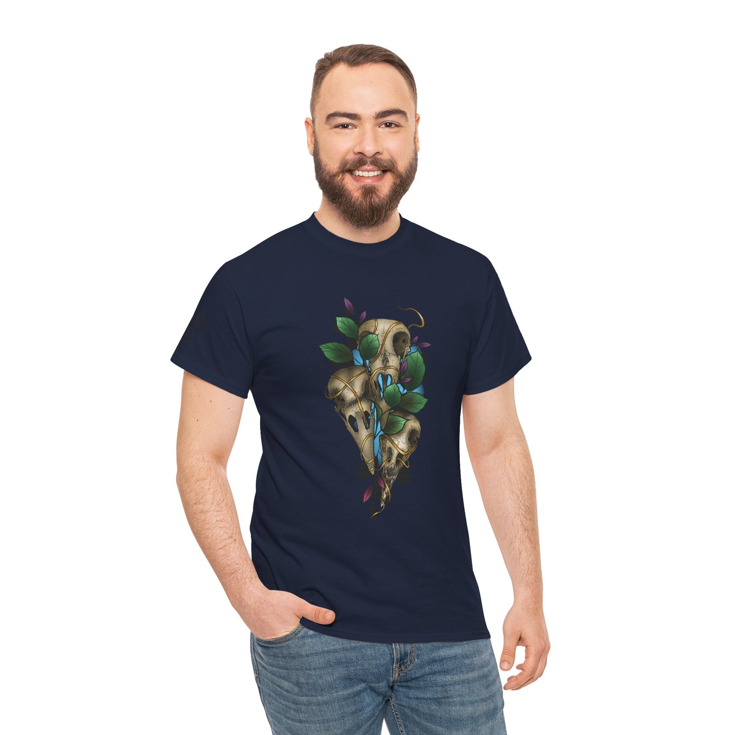 Skull & Vines Graphic Tee — Botanical Skull Art T-Shirt