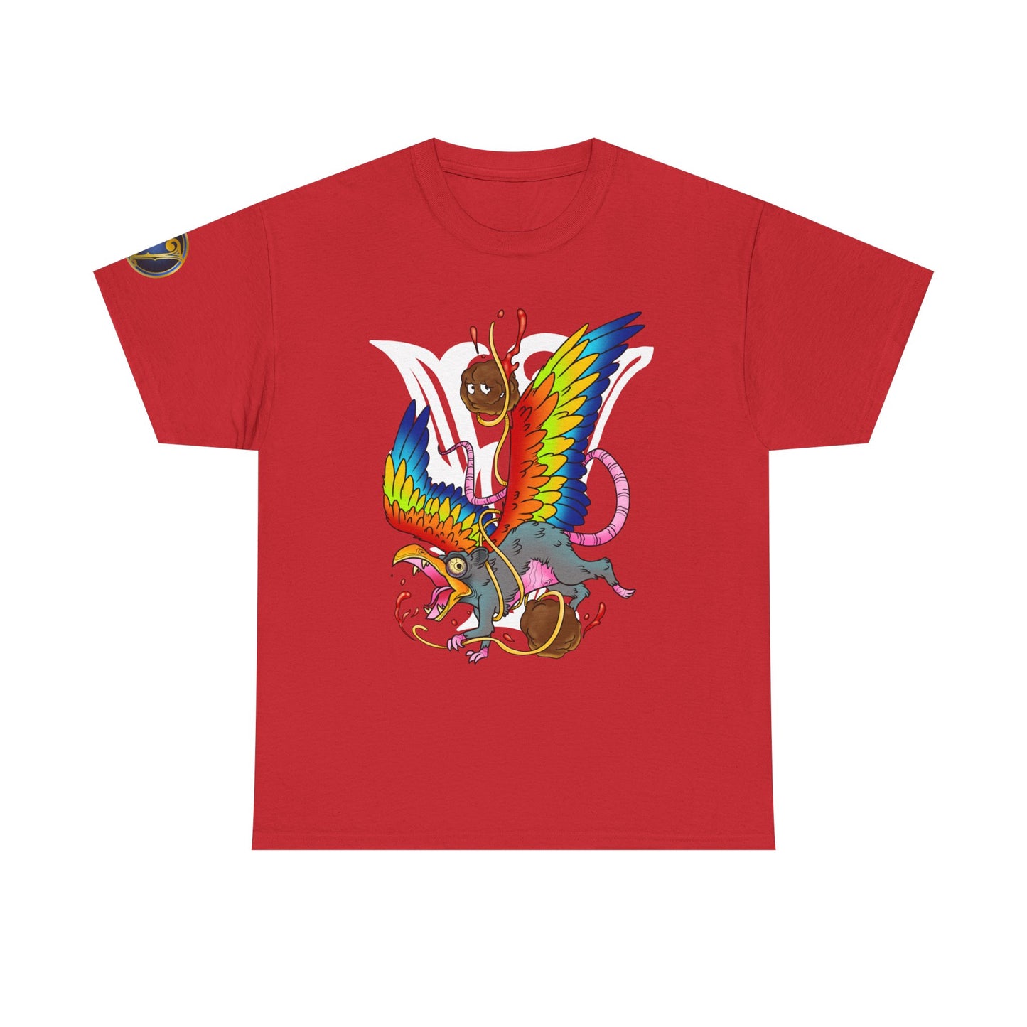 Graphic Tee — Colorful Mythical Bird & Rose Streetwear T-Shirt