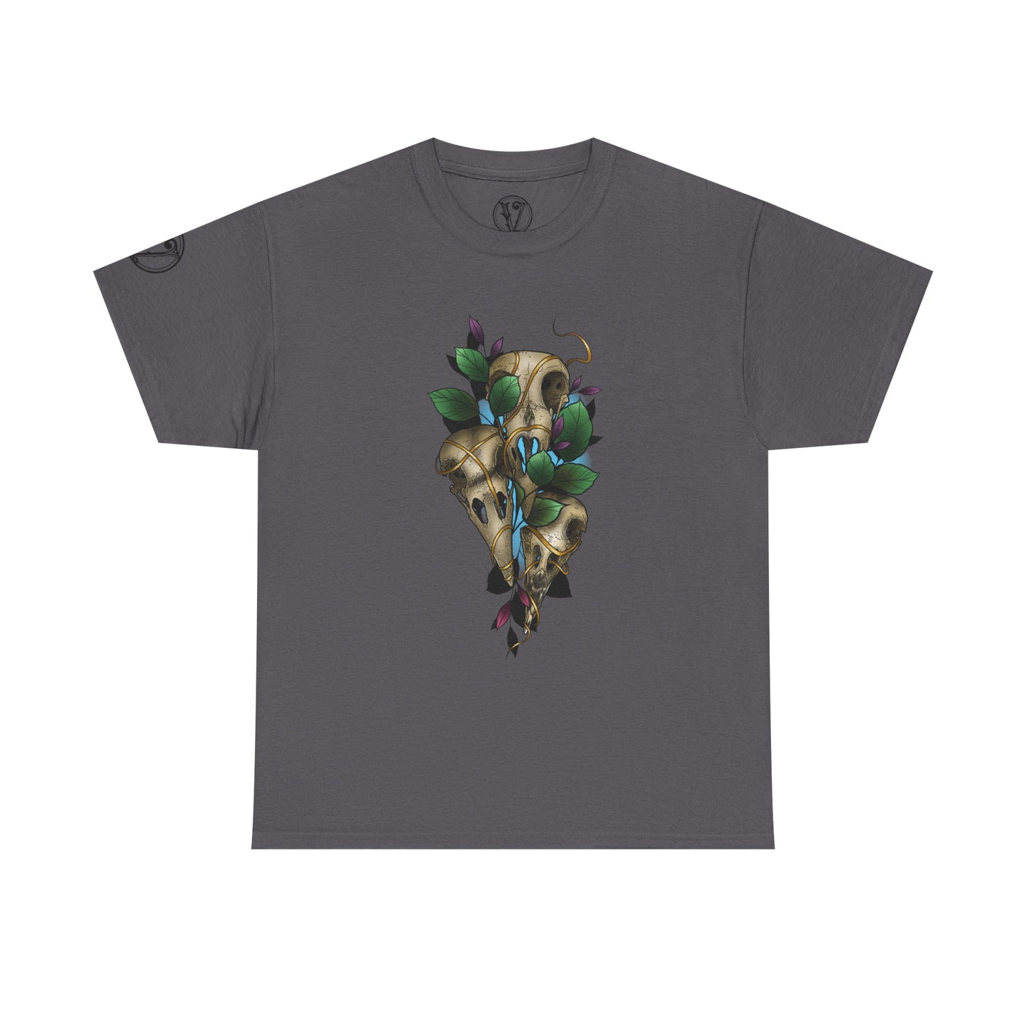 Skull & Vines Graphic Tee — Botanical Skull Art T-Shirt