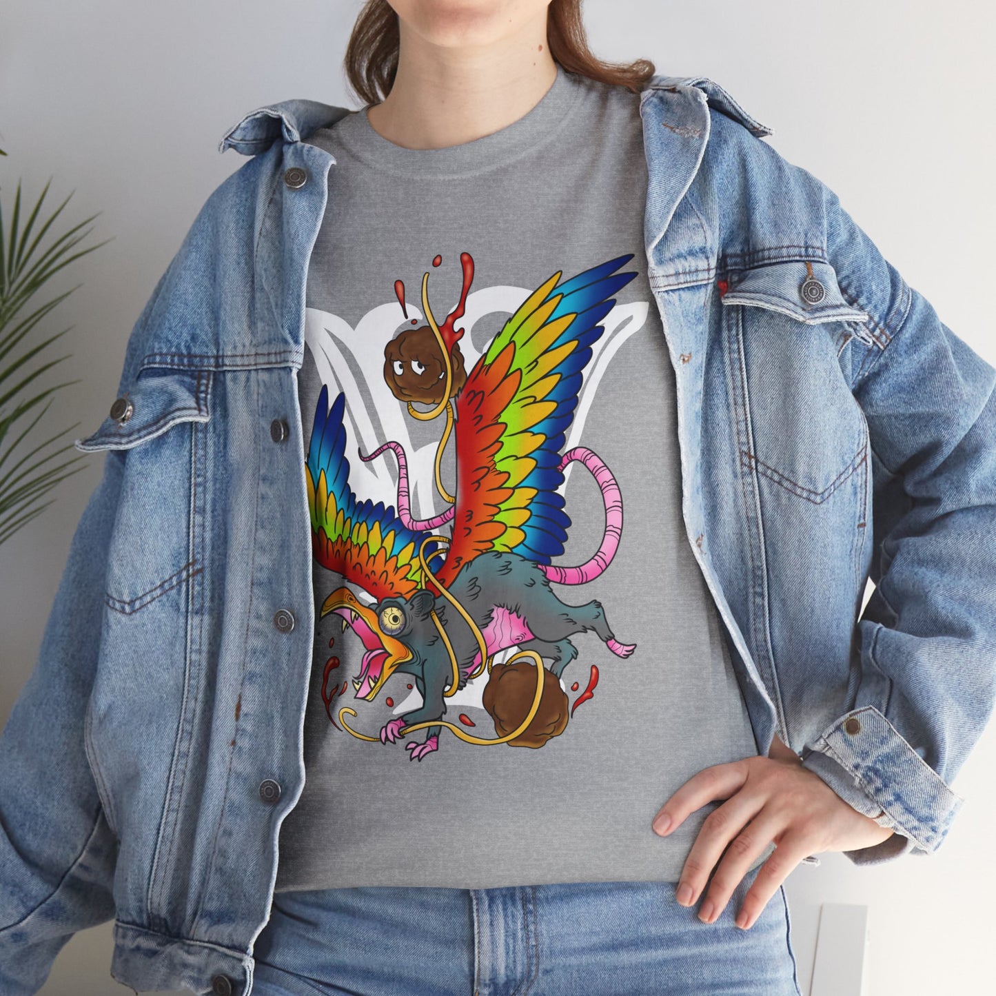 Graphic Tee — Colorful Mythical Bird & Rose Streetwear T-Shirt