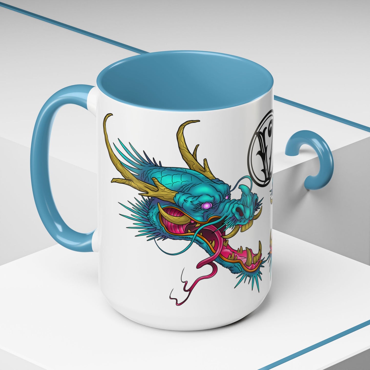 Dragon Crest Accent Coffee Mug — Vibrant Mythical Tea & Coffee Cup
