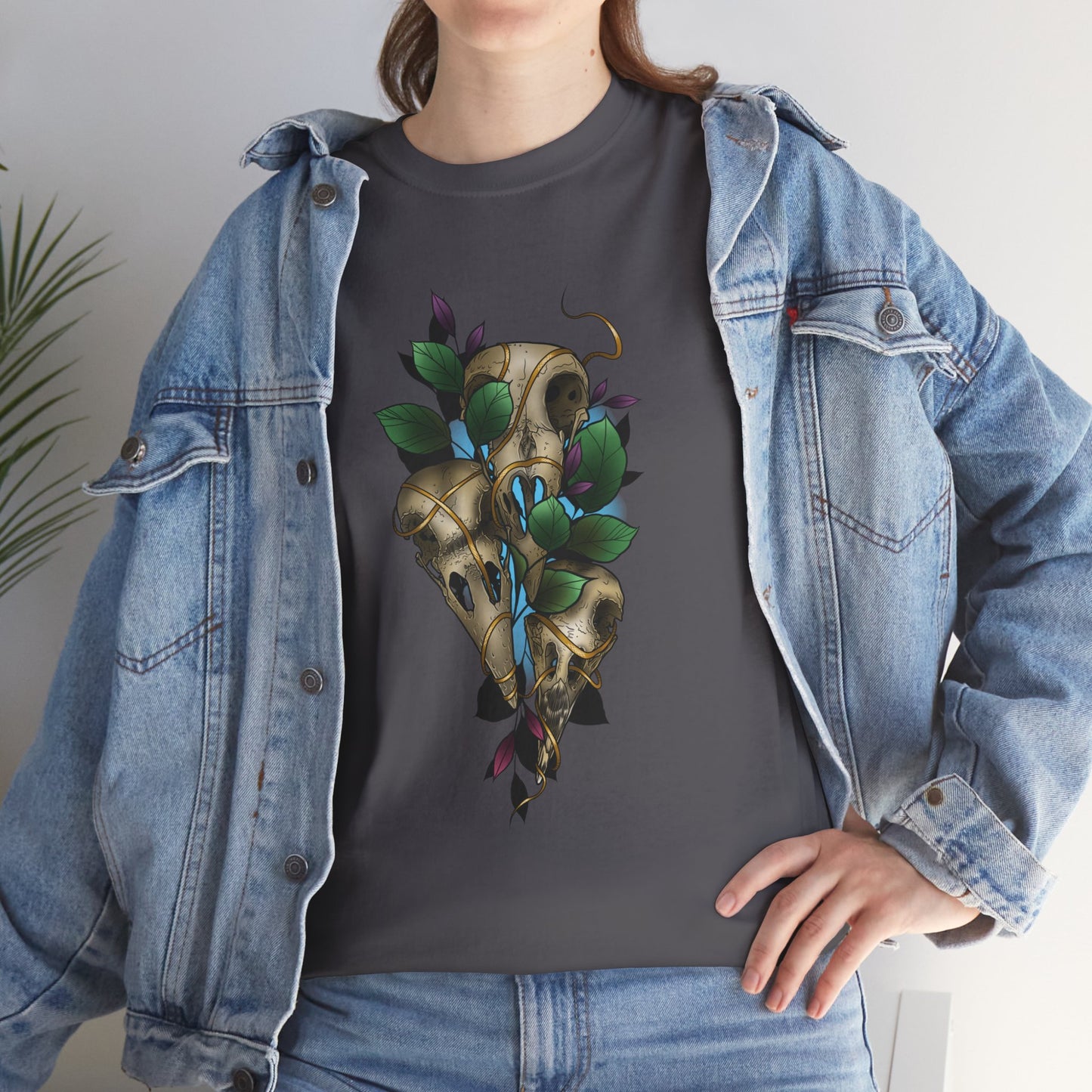 Skull & Vines Graphic Tee — Botanical Skull Art T-Shirt