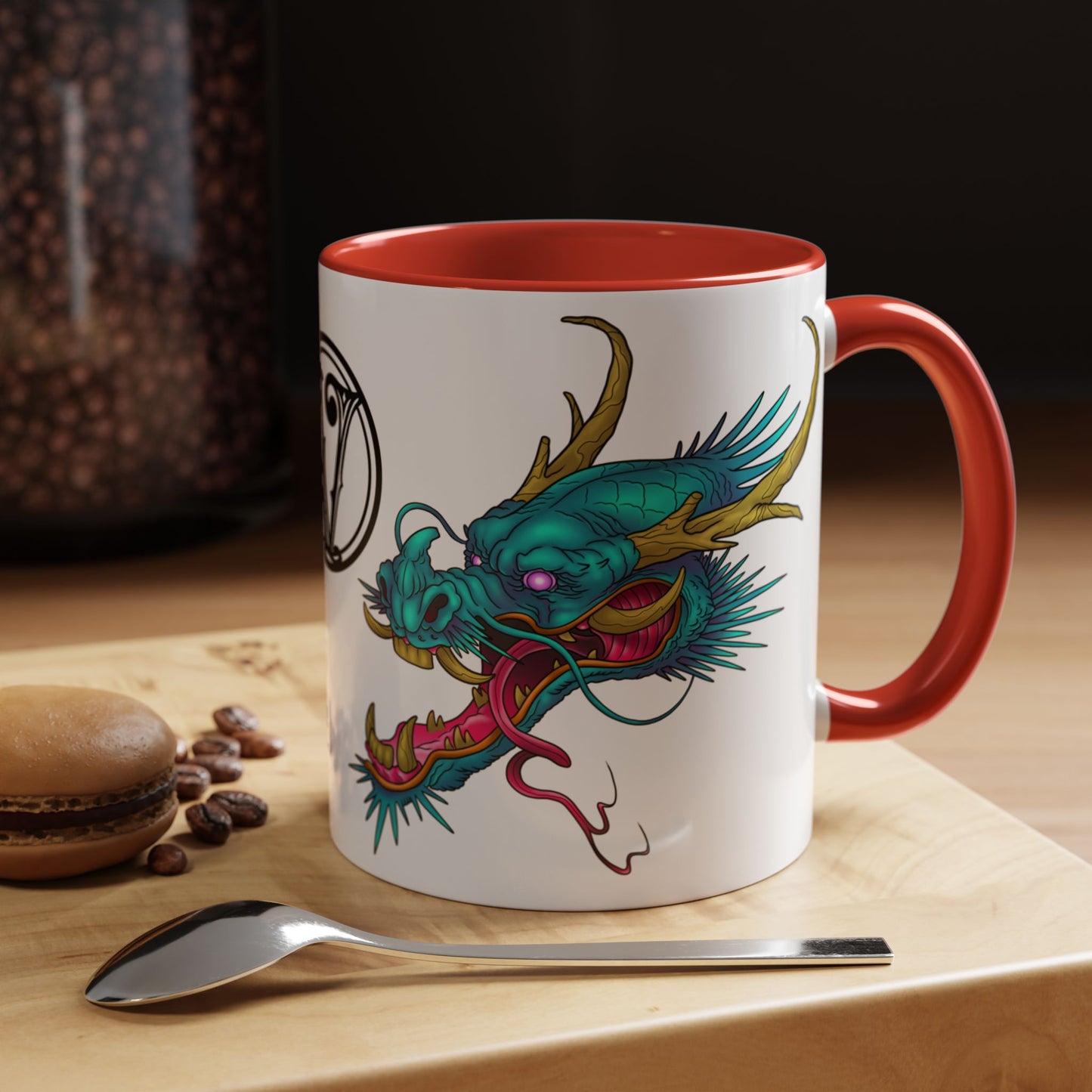 Dragon Crest Accent Coffee Mug — Vibrant Mythical Tea & Coffee Cup