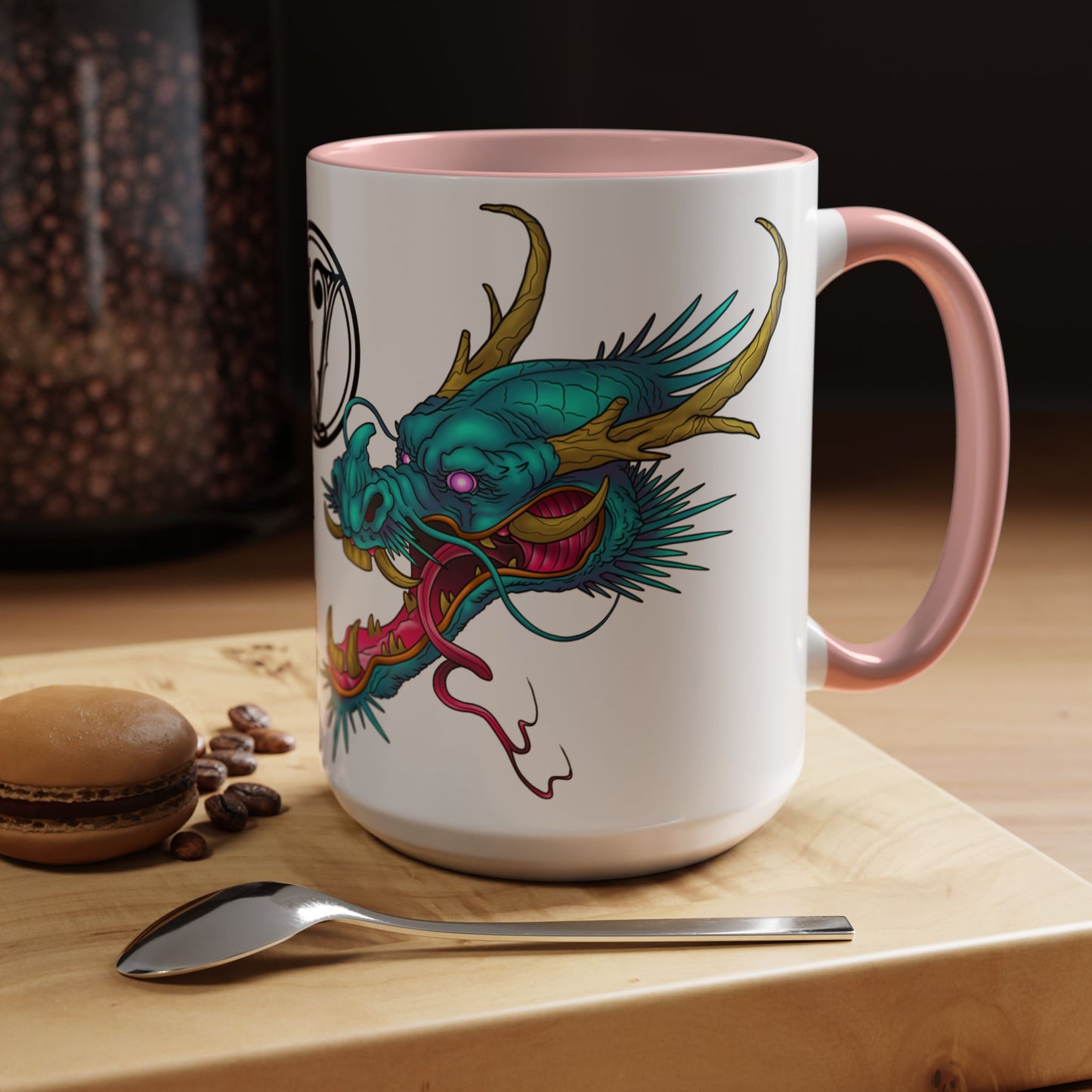 Dragon Crest Accent Coffee Mug — Vibrant Mythical Tea & Coffee Cup