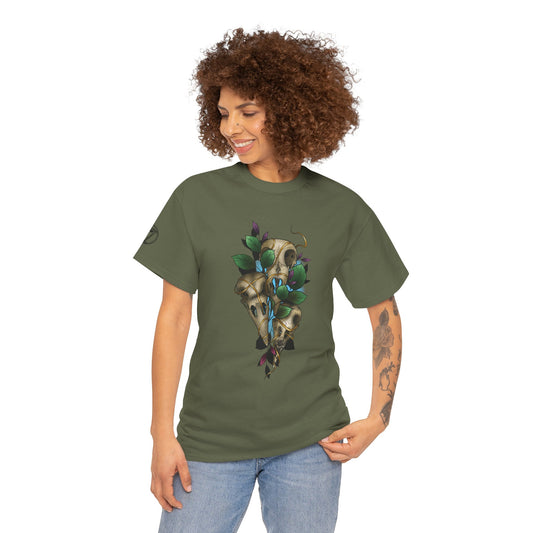 Skull & Vines Graphic Tee — Botanical Skull Art T-Shirt