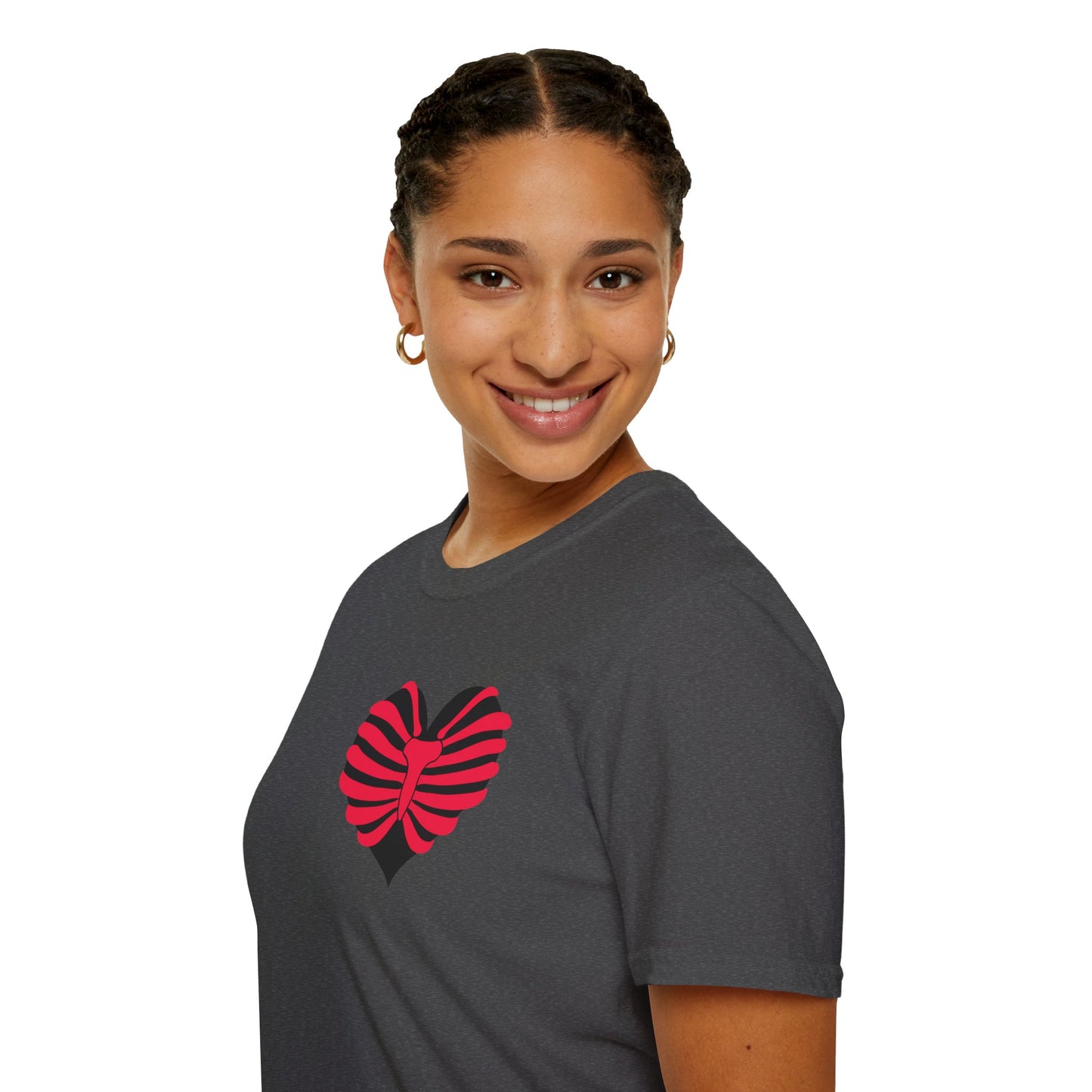 Red & Black Striped Heart T-Shirt — Cute Heart Graphic Tee