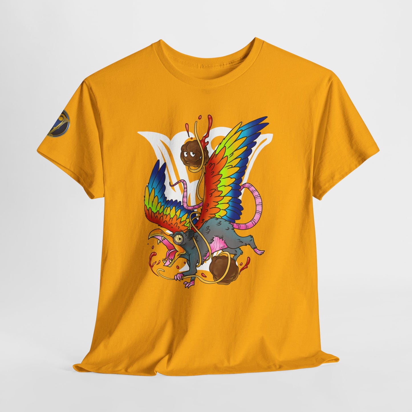 Graphic Tee — Colorful Mythical Bird & Rose Streetwear T-Shirt