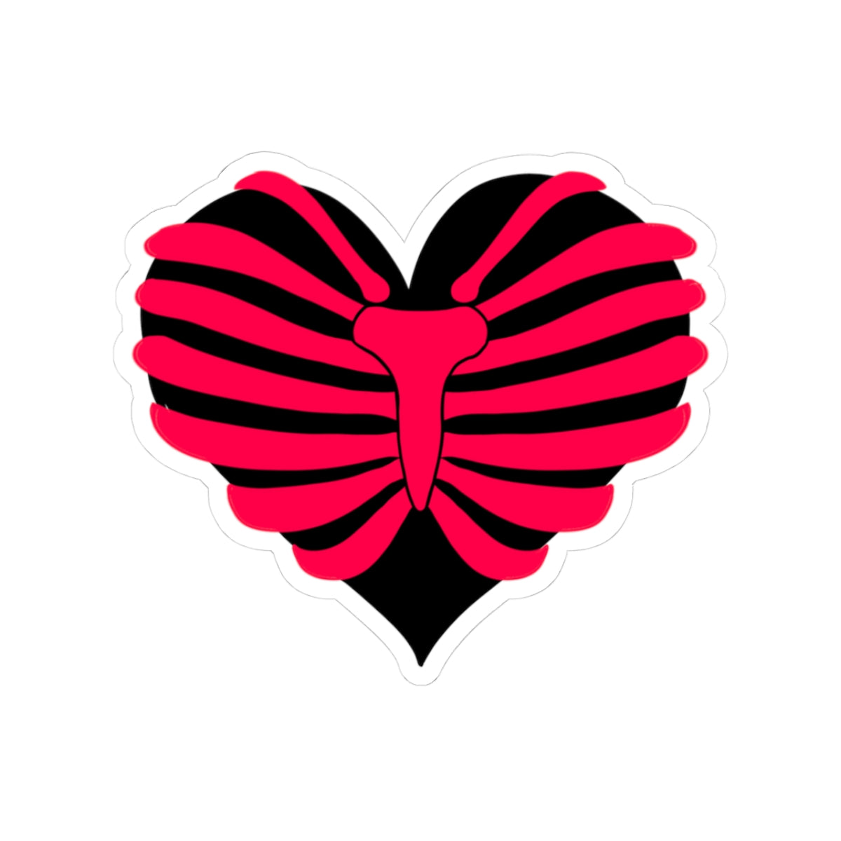 Anatomical Ribcage Heart Sticker — Gothic Valentine Kiss-Cut Decal