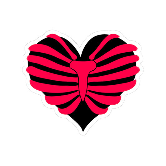 Anatomical Ribcage Heart Sticker — Gothic Valentine Kiss-Cut Decal