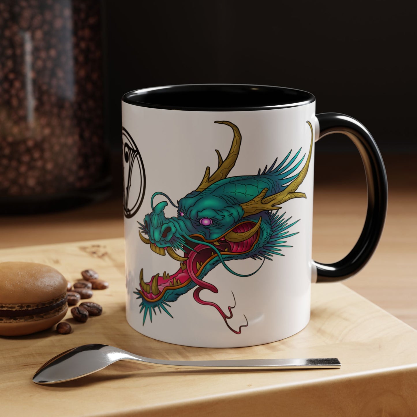 Dragon Crest Accent Coffee Mug — Vibrant Mythical Tea & Coffee Cup