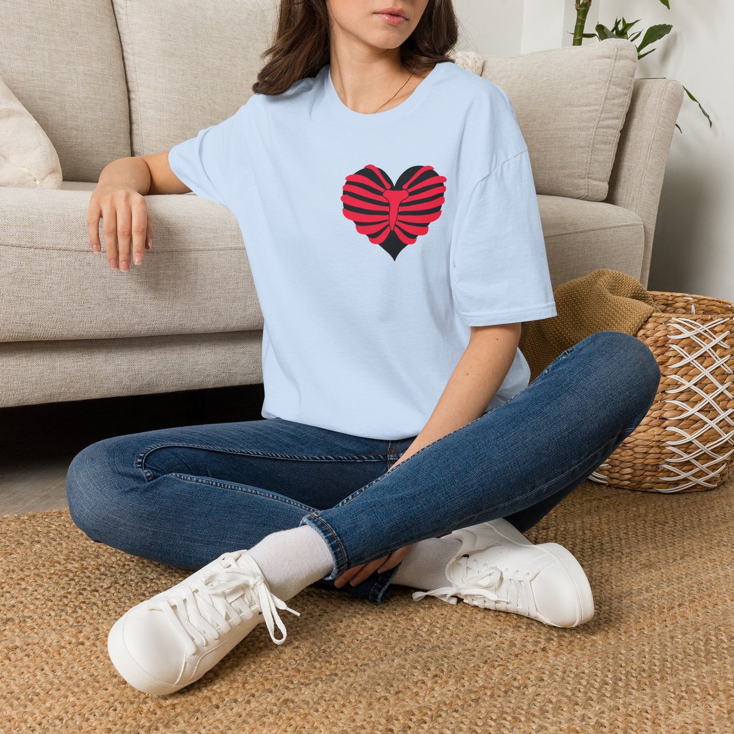Red & Black Striped Heart T-Shirt — Cute Heart Graphic Tee