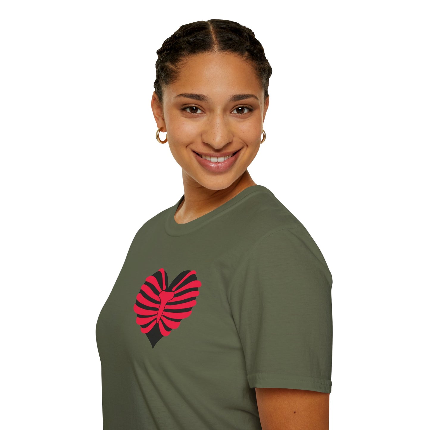 Red & Black Striped Heart T-Shirt — Cute Heart Graphic Tee