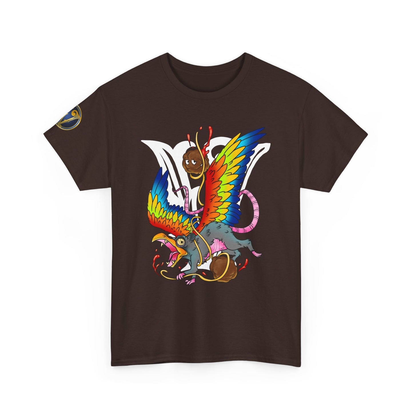 Graphic Tee — Colorful Mythical Bird & Rose Streetwear T-Shirt
