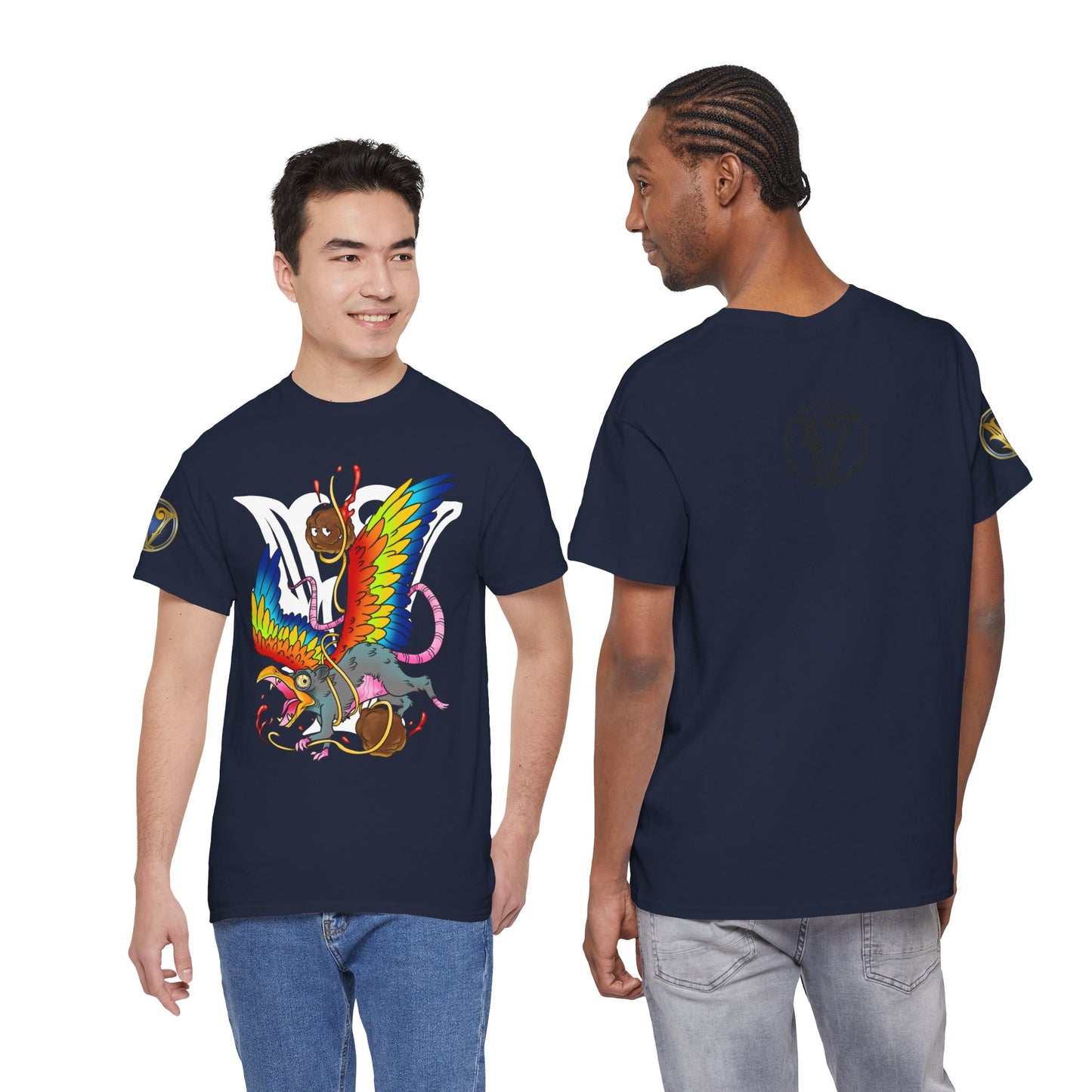 Graphic Tee — Colorful Mythical Bird & Rose Streetwear T-Shirt