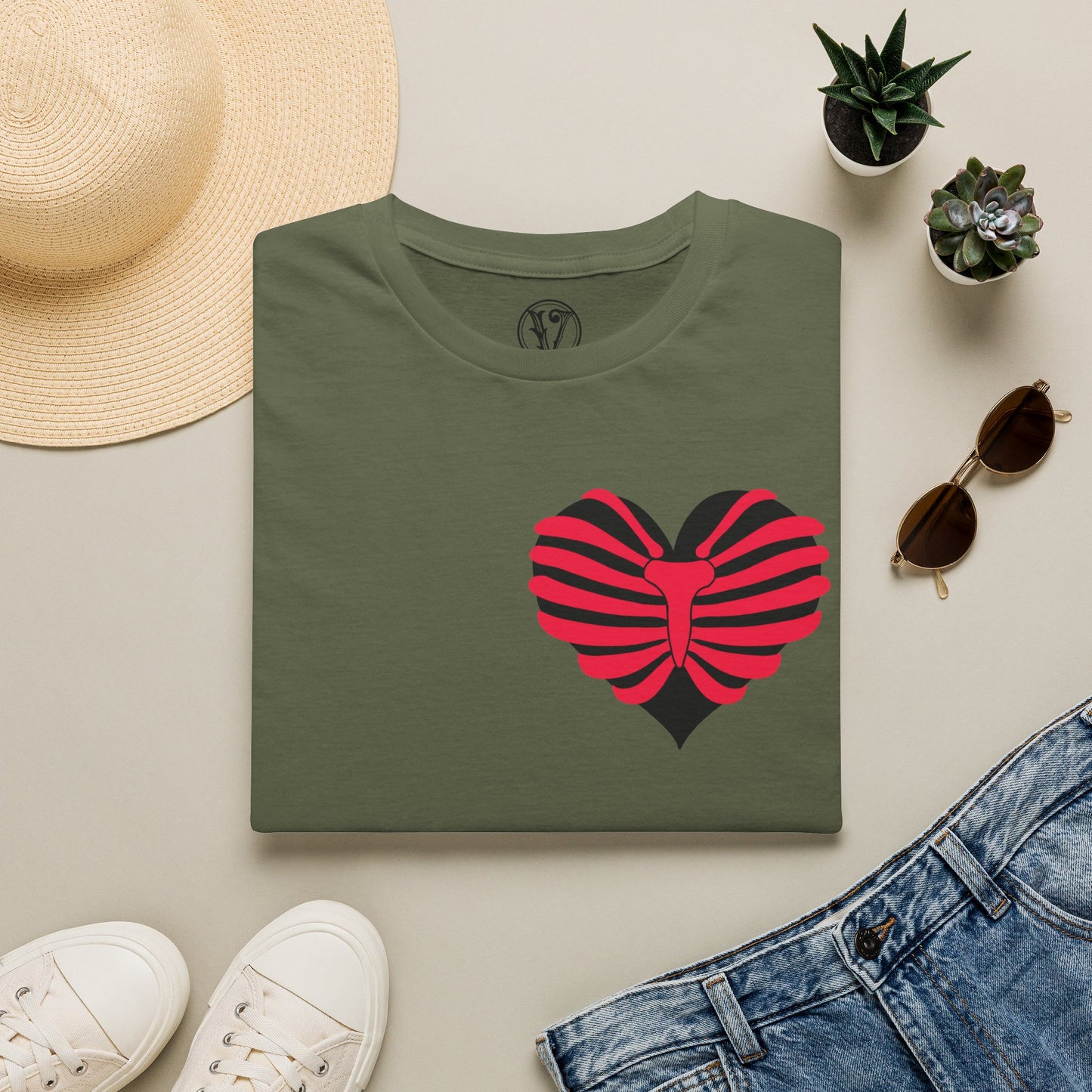 Red & Black Striped Heart T-Shirt — Cute Heart Graphic Tee