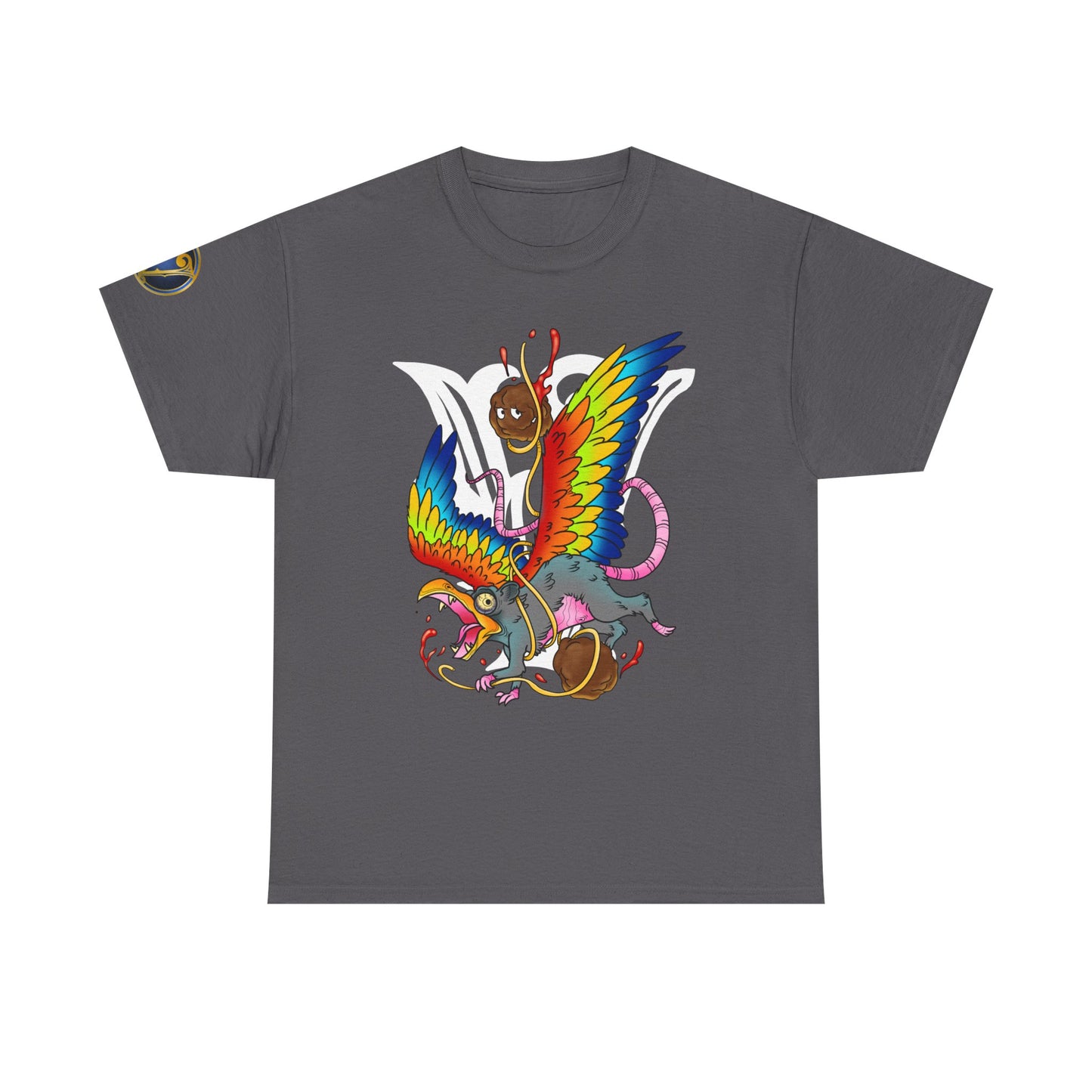 Graphic Tee — Colorful Mythical Bird & Rose Streetwear T-Shirt