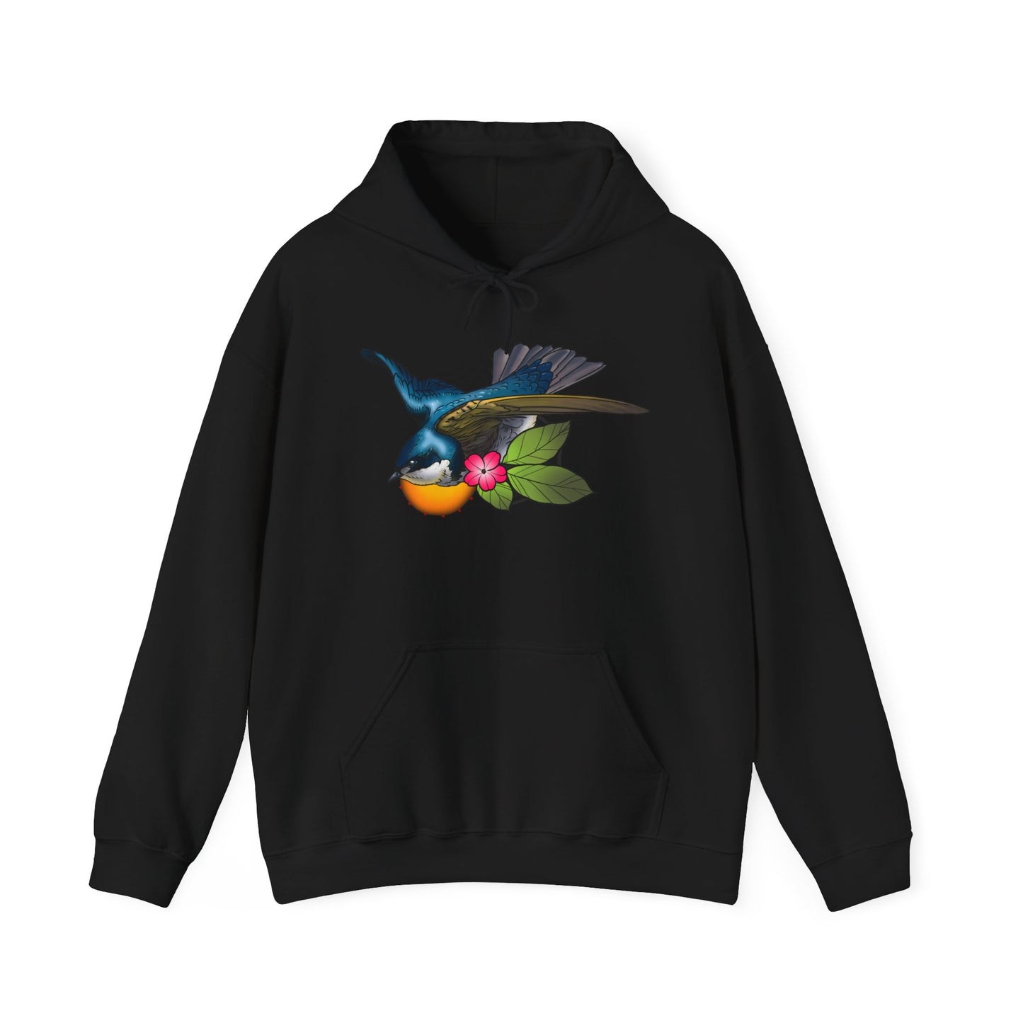 Hummingbird & Orange Blossom Hoodie — Floral Bird Nature Sweatshirt