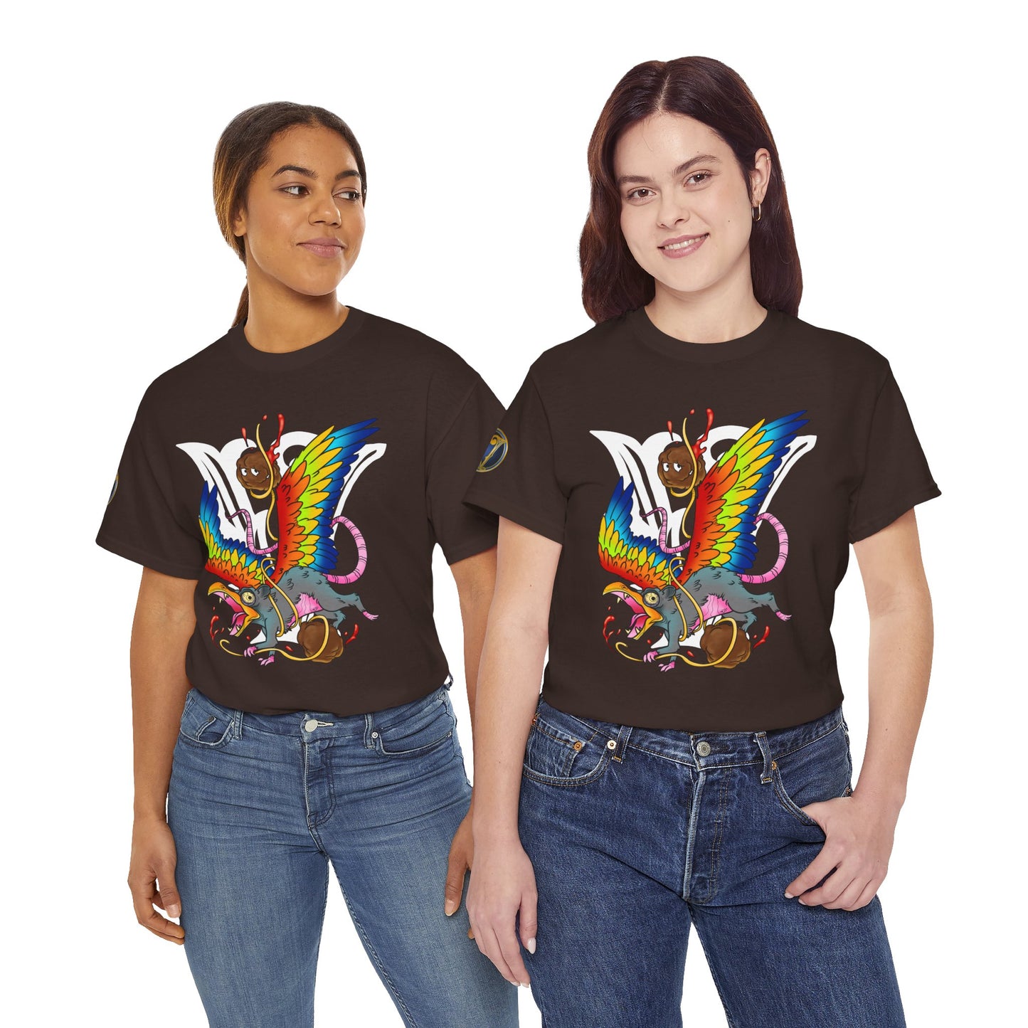 Graphic Tee — Colorful Mythical Bird & Rose Streetwear T-Shirt